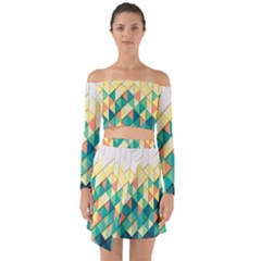 Background Geometric Triangle Off Shoulder Top With Skirt Set by Nexatart