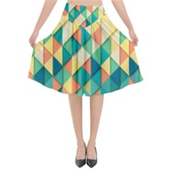 Background Geometric Triangle Flared Midi Skirt by Nexatart