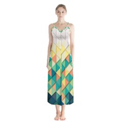 Background Geometric Triangle Button Up Chiffon Maxi Dress by Nexatart