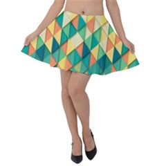 Background Geometric Triangle Velvet Skater Skirt by Nexatart