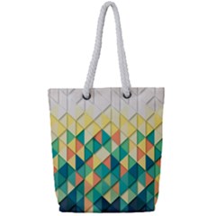 Background Geometric Triangle Full Print Rope Handle Tote (small) by Nexatart