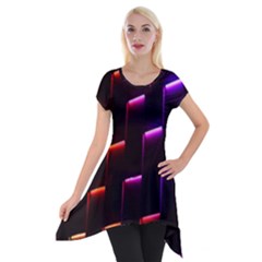 Mode Background Abstract Texture Short Sleeve Side Drop Tunic by Nexatart