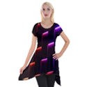 Mode Background Abstract Texture Short Sleeve Side Drop Tunic View1