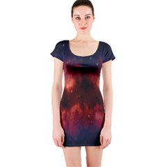 Astronomy Space Galaxy Fog Short Sleeve Bodycon Dress by Nexatart