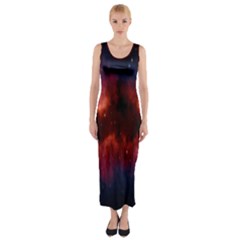 Astronomy Space Galaxy Fog Fitted Maxi Dress by Nexatart