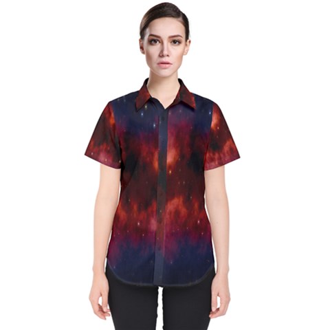 Astronomy Space Galaxy Fog Women s Short Sleeve Shirt by Nexatart