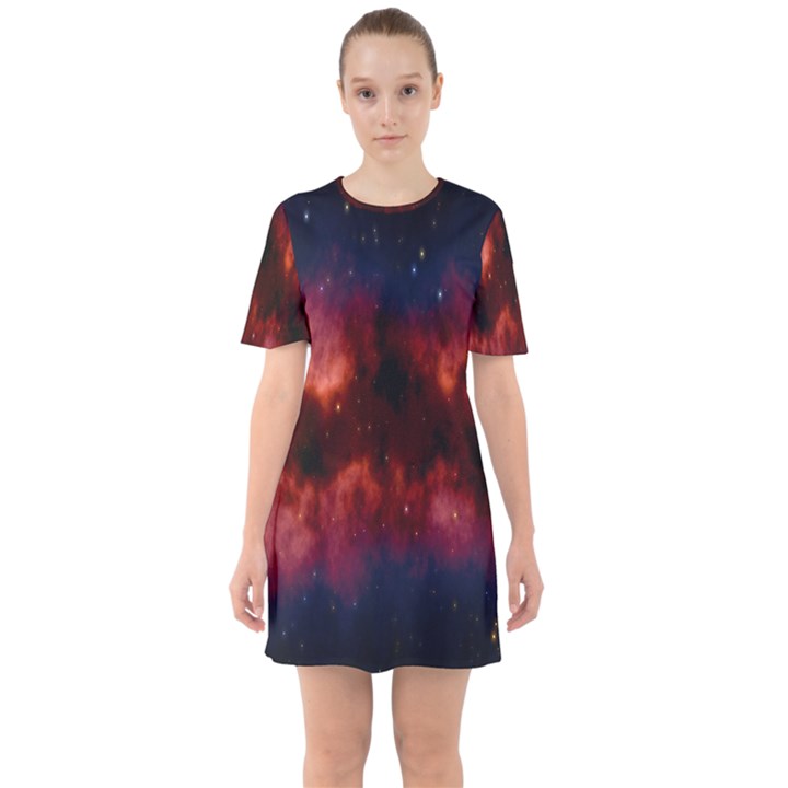 Astronomy Space Galaxy Fog Sixties Short Sleeve Mini Dress