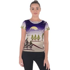 Background Christmas Snow Figure Short Sleeve Sports Top  by Nexatart