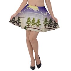 Background Christmas Snow Figure Velvet Skater Skirt by Nexatart