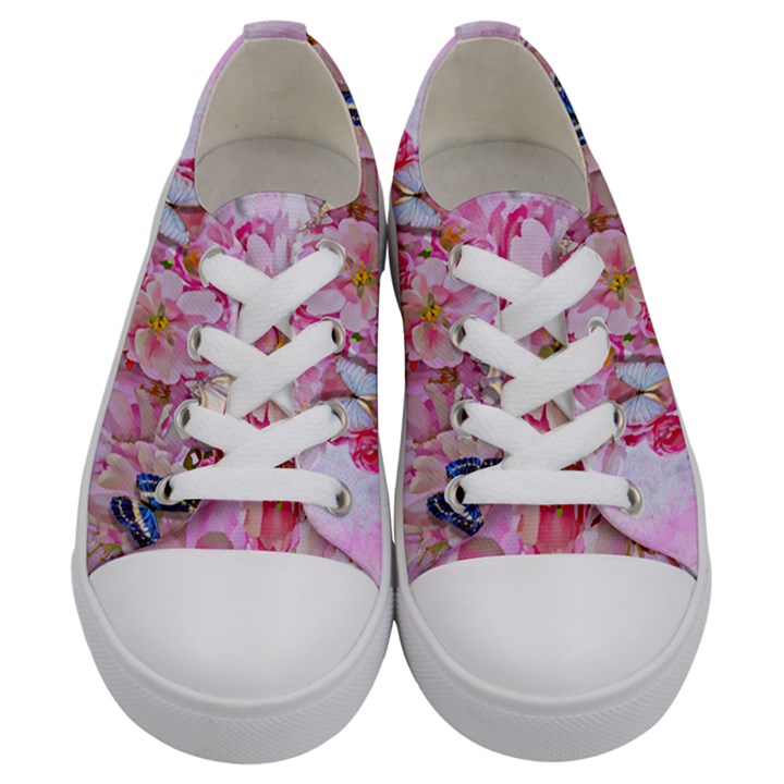 Nice Nature Flowers Plant Ornament Kids  Low Top Canvas Sneakers