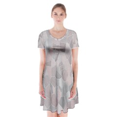 Pattern Mosaic Form Geometric Short Sleeve V-neck Flare Dress by Nexatart