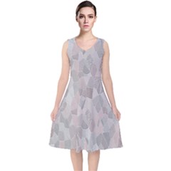 Pattern Mosaic Form Geometric V-neck Midi Sleeveless Dress  by Nexatart