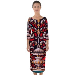 Decoration Art Pattern Ornate Quarter Sleeve Midi Bodycon Dress by Nexatart