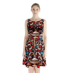 Decoration Art Pattern Ornate Sleeveless Waist Tie Chiffon Dress by Nexatart