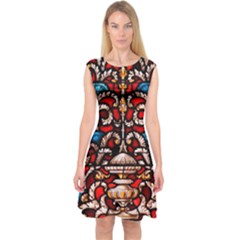 Decoration Art Pattern Ornate Capsleeve Midi Dress by Nexatart