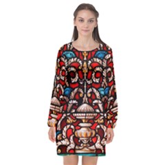 Decoration Art Pattern Ornate Long Sleeve Chiffon Shift Dress  by Nexatart