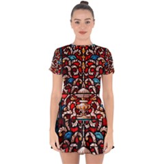 Decoration Art Pattern Ornate Drop Hem Mini Chiffon Dress by Nexatart