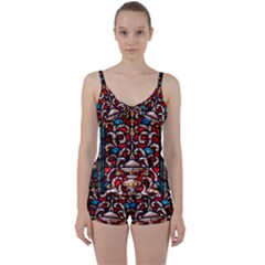 Decoration Art Pattern Ornate Tie Front Two Piece Tankini by Nexatart