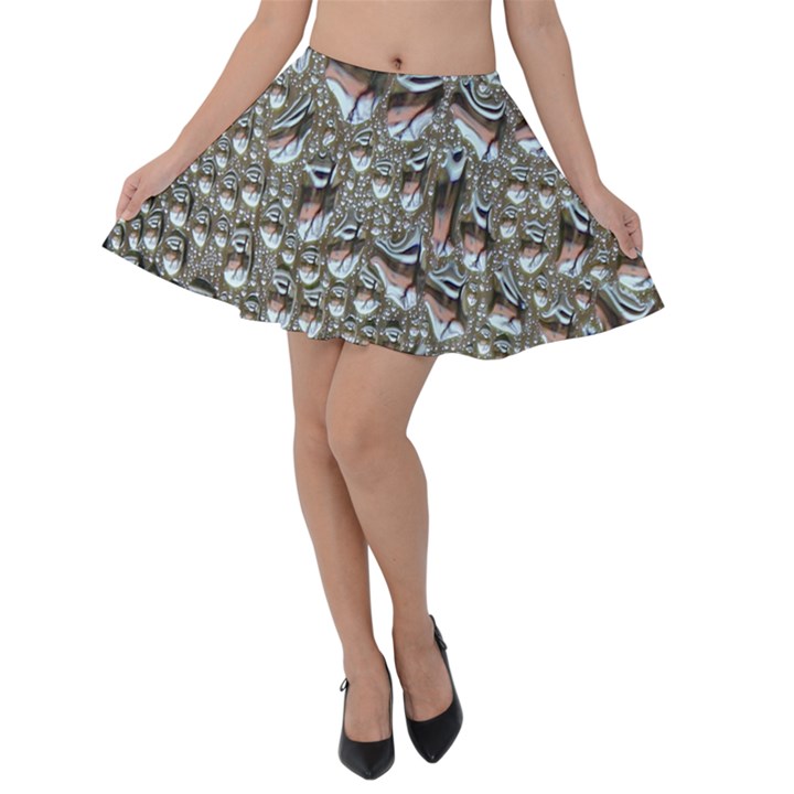 Droplets Pane Drops Of Water Velvet Skater Skirt