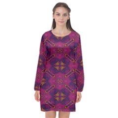 Pattern Decoration Art Abstract Long Sleeve Chiffon Shift Dress  by Nexatart