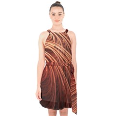 Abstract Fractal Digital Art Halter Collar Waist Tie Chiffon Dress by Nexatart