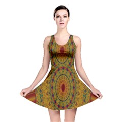 India Mystic Background Ornamental Reversible Skater Dress by Nexatart