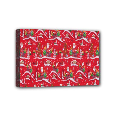 Red Background Christmas Mini Canvas 6  X 4  by Nexatart