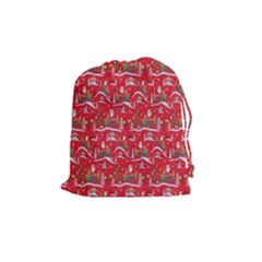 Red Background Christmas Drawstring Pouches (medium)  by Nexatart