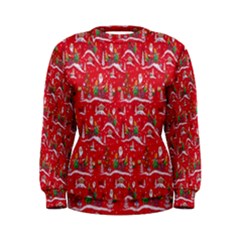 Red Background Christmas Women s Sweatshirt by Nexatart