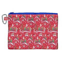 Red Background Christmas Canvas Cosmetic Bag (xl) by Nexatart