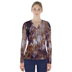 Rusty Texture Pattern Daniel V-neck Long Sleeve Top by Nexatart