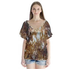 Rusty Texture Pattern Daniel V-neck Flutter Sleeve Top by Nexatart