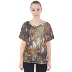 Rusty Texture Pattern Daniel V-neck Dolman Drape Top by Nexatart