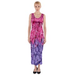 Wool Knitting Stitches Thread Yarn Fitted Maxi Dress by Nexatart