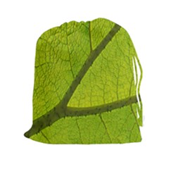 Green Leaf Plant Nature Structure Drawstring Pouches (xxl) by Nexatart