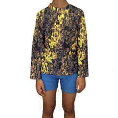 The Background Wallpaper Gold Kids  Long Sleeve Swimwear by Nexatart