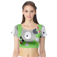 Magnemite (blue) Short Sleeve Crop Top by SamEarl13