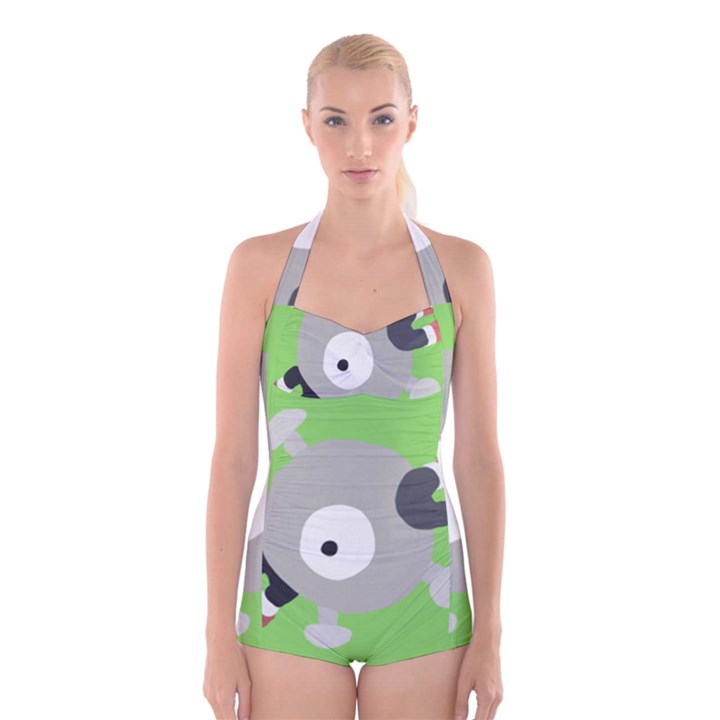 Magnemite (blue) Boyleg Halter Swimsuit 