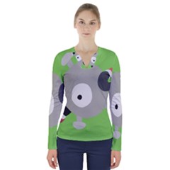 Magnemite (blue) V-neck Long Sleeve Top by SamEarl13