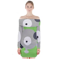 Magnemite (blue) Long Sleeve Off Shoulder Dress by SamEarl13