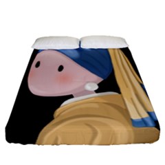 Girl With A Pearl Earring Fitted Sheet (queen Size) by Valentinaart