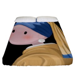 Girl With A Pearl Earring Fitted Sheet (king Size) by Valentinaart