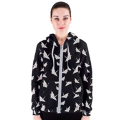 Paper Cranes Pattern Women s Zipper Hoodie by Valentinaart