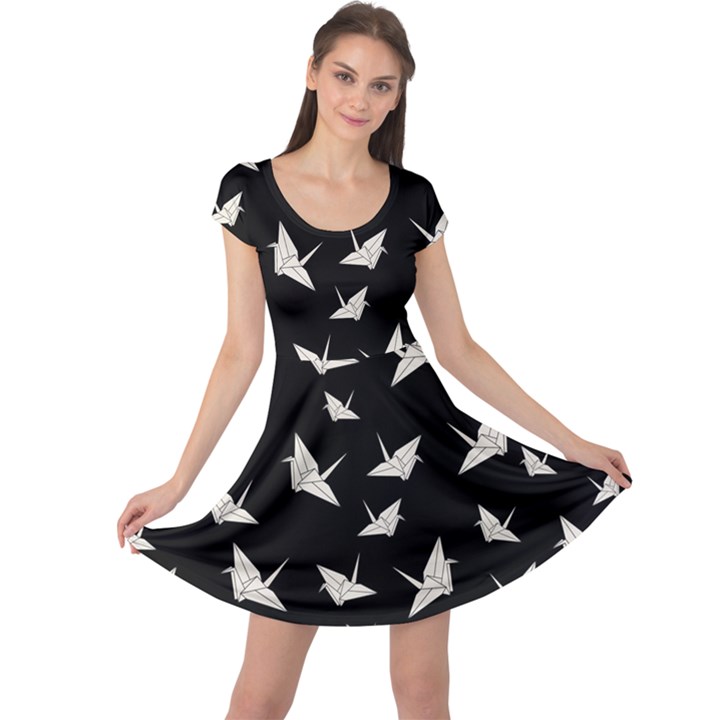 Paper cranes pattern Cap Sleeve Dress