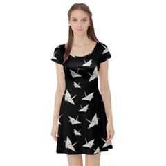 Paper Cranes Pattern Short Sleeve Skater Dress by Valentinaart