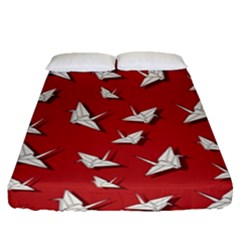 Paper Cranes Pattern Fitted Sheet (queen Size) by Valentinaart