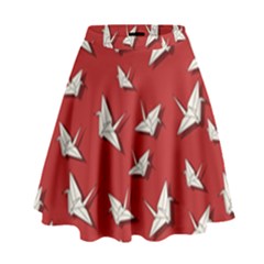 Paper Cranes Pattern High Waist Skirt by Valentinaart