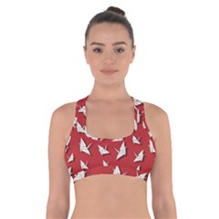 Paper Cranes Pattern Cross Back Sports Bra by Valentinaart