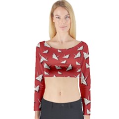 Paper Cranes Pattern Long Sleeve Crop Top by Valentinaart