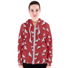 Paper Cranes Pattern Women s Zipper Hoodie by Valentinaart